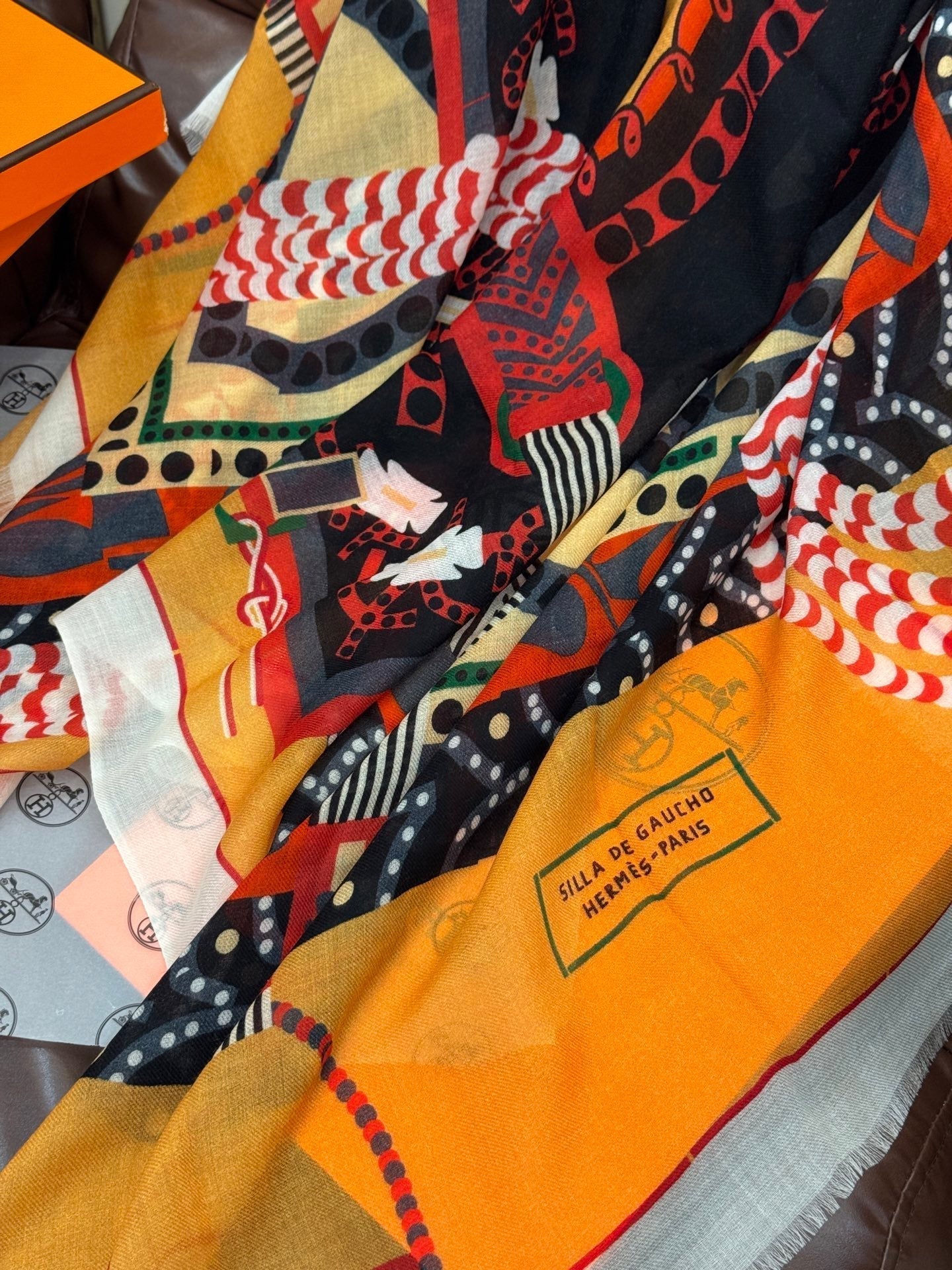 HERMES HERMES 25S SCARF 200 IN CASERE SILK 730598