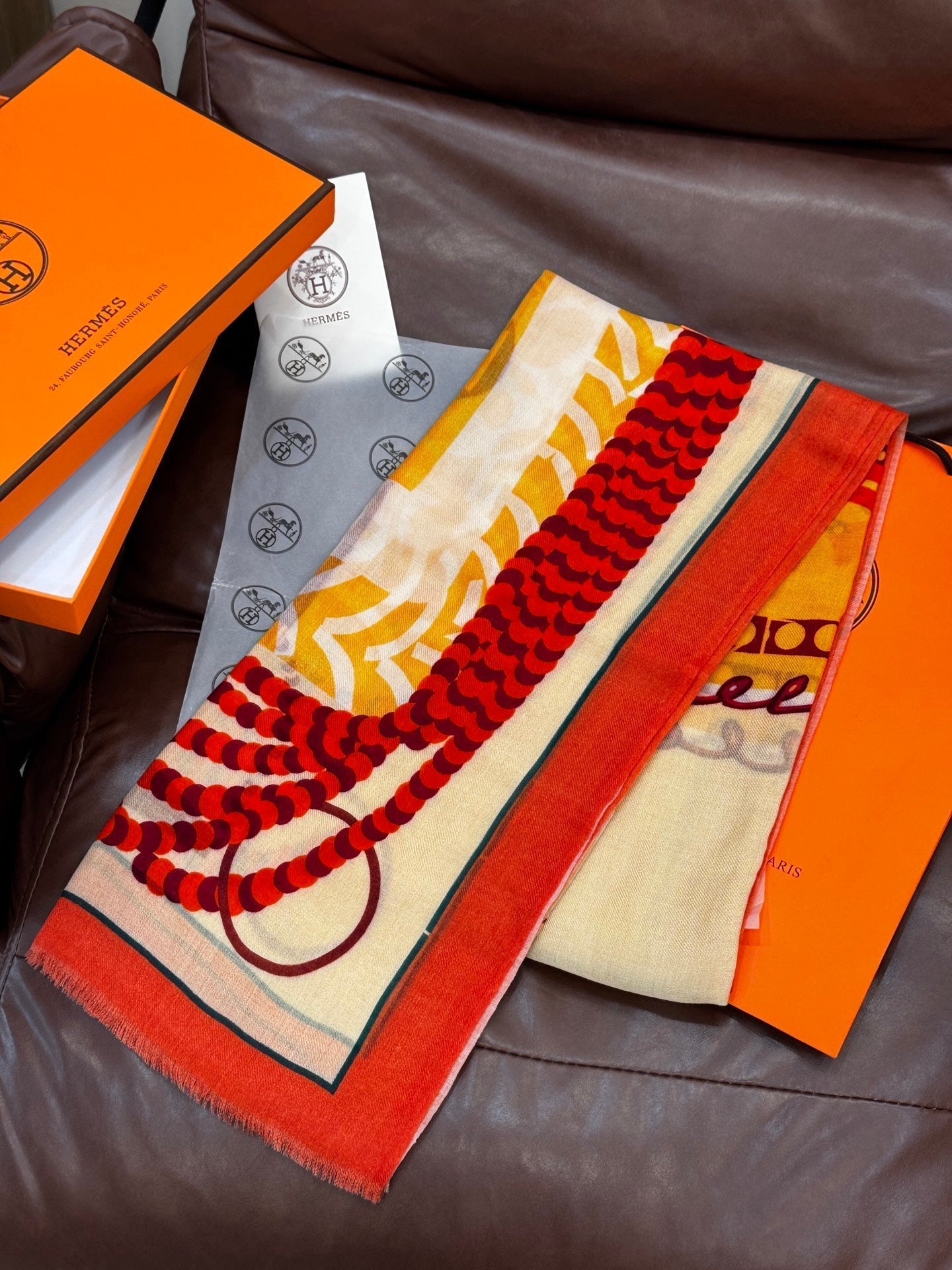 HERMES HERMES 25S SCARF 200 IN CASERE SILK 730599