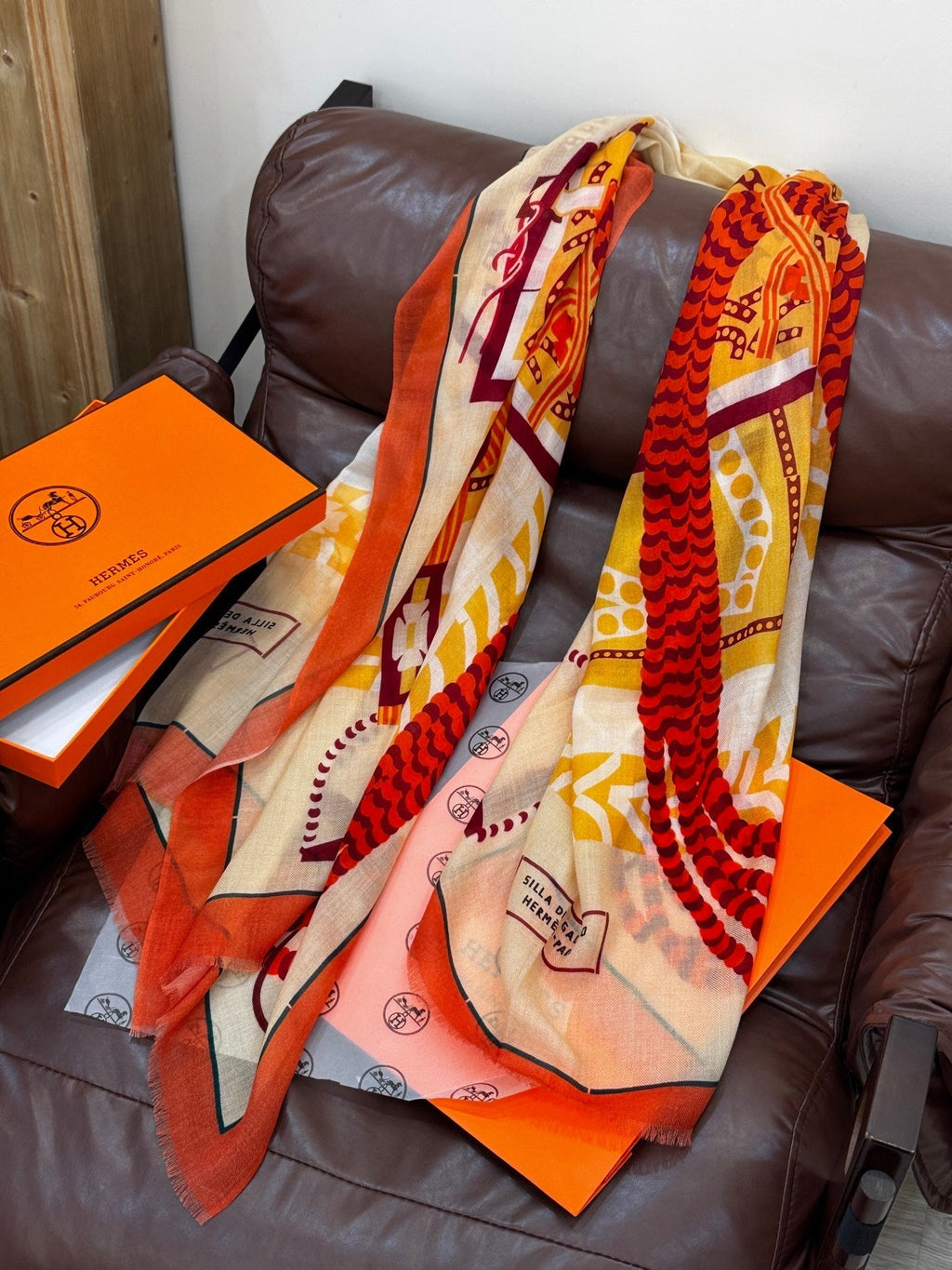 HERMES HERMES 25S SCARF 200 IN CASERE SILK 730599