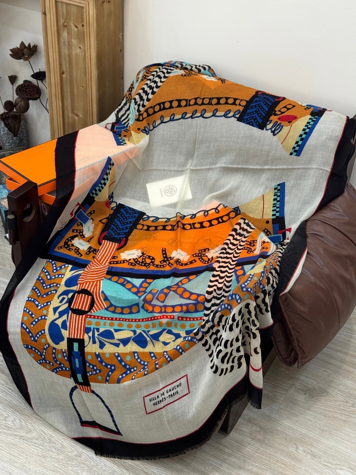 HERMES HERMES 25S SCARF 200 IN CASERE SILK 730600