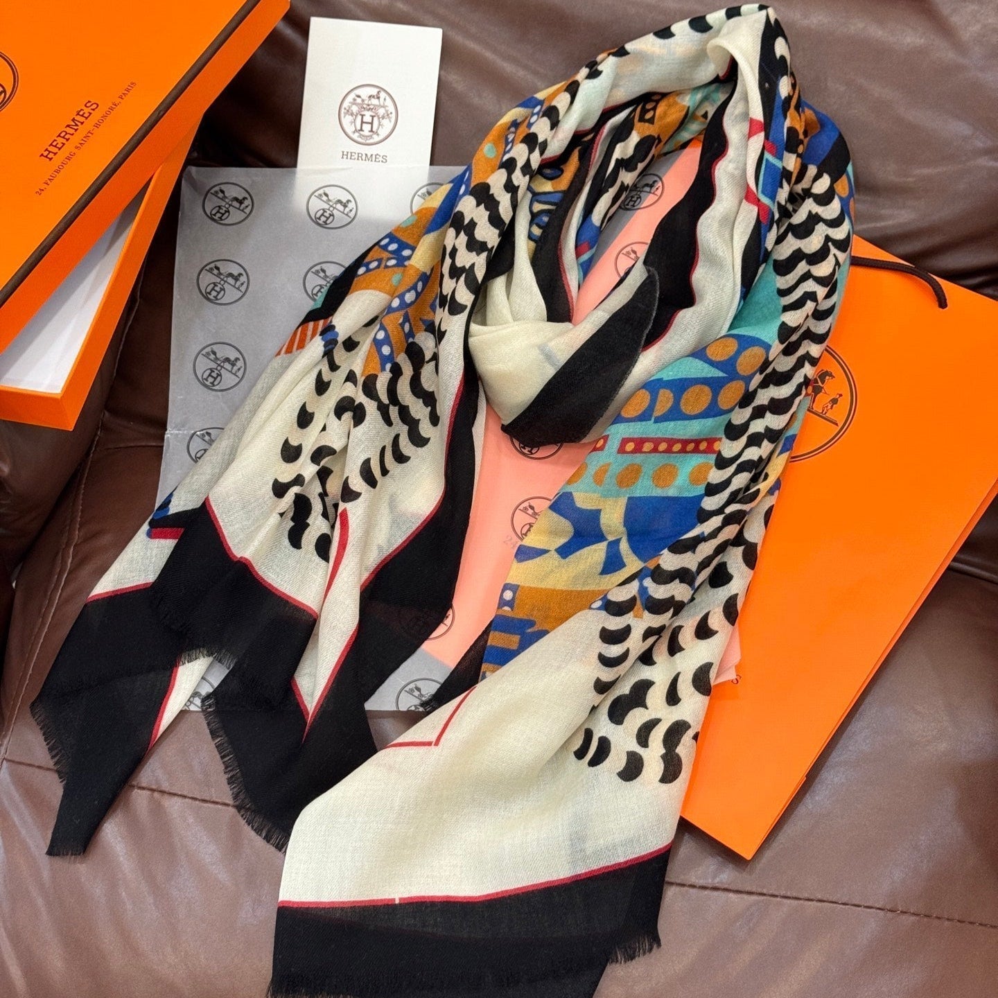 HERMES HERMES 25S SCARF 200 IN CASERE SILK 730600