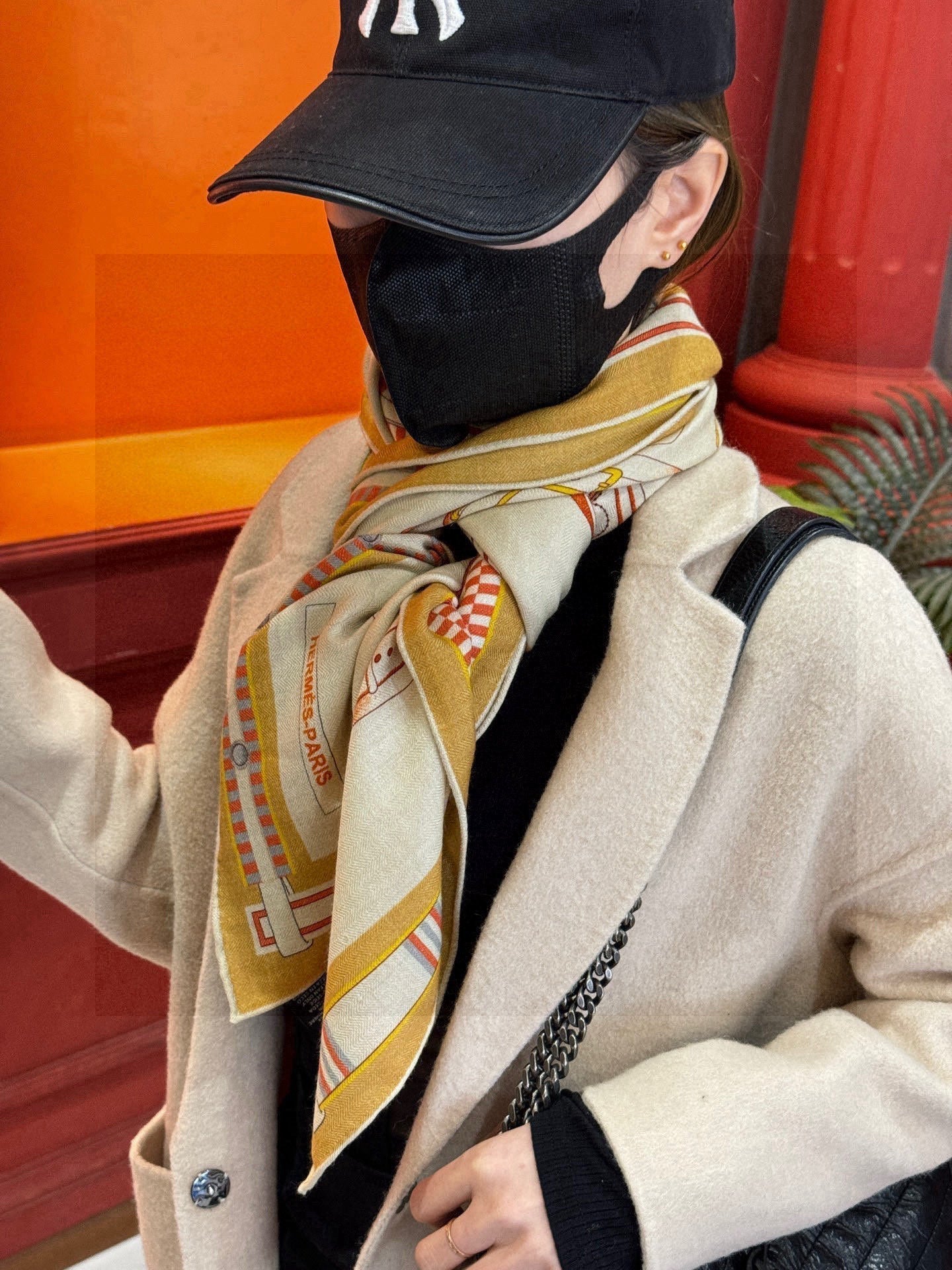 HERMES HERMES 25S SCARF 140 IN SILK AND CASERE 735808