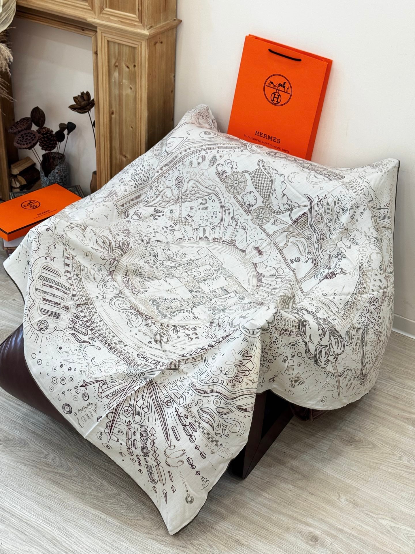 HERMES HERMES 25S SCARF 135 IN SILK 854788
