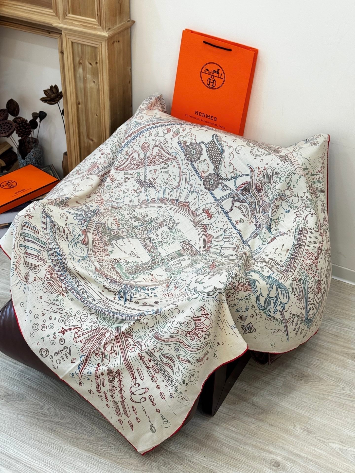 HERMES HERMES 25S SCARF 135 IN SILK 854787