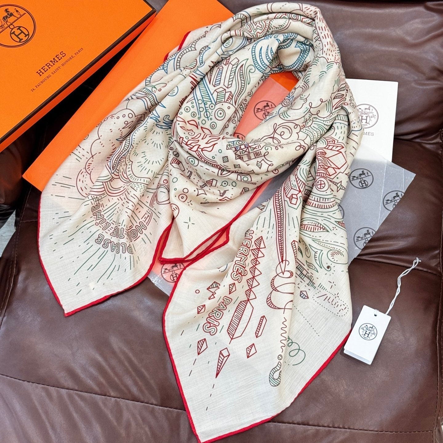 HERMES HERMES 25S SCARF 135 IN SILK 854787