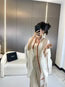 CHANEL SCARF 180 CM IN WHITE WITH RED BORDER CASHMERE SILK 287510