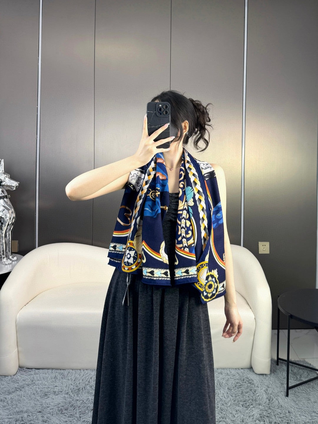 HERMES HERMES 25S SCARF 135 IN SILK 856320