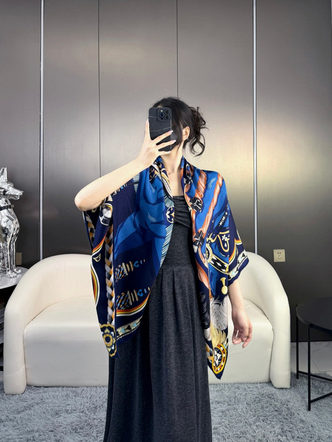 HERMES HERMES 25S SCARF 135 IN SILK 856320