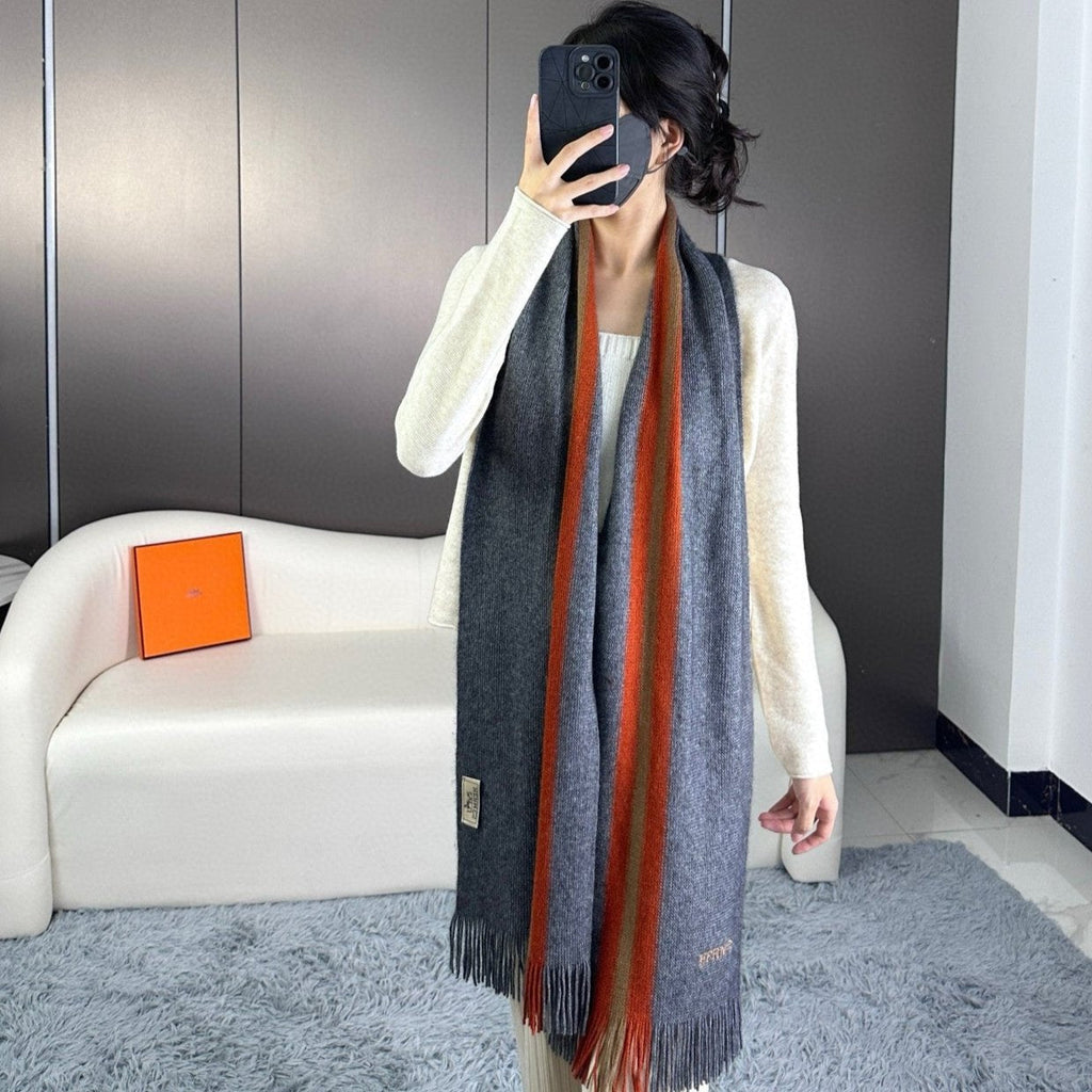 HERMES SCARF 180 CM IN SLATE GRAY CASERE 356236