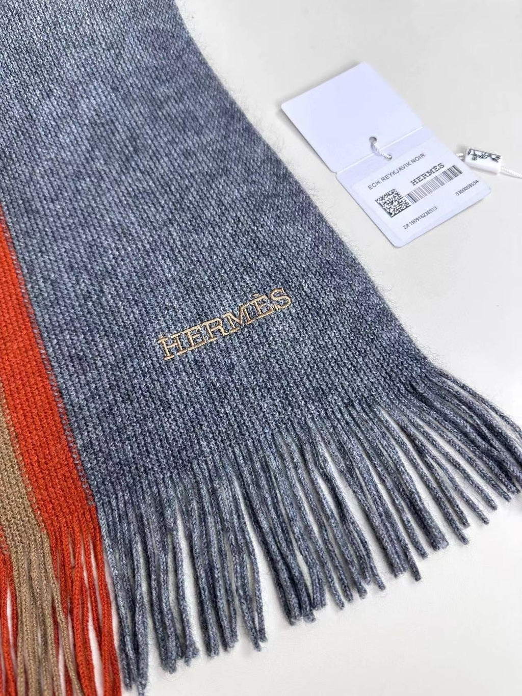 HERMES SCARF 180 CM IN SLATE GRAY CASERE 356236