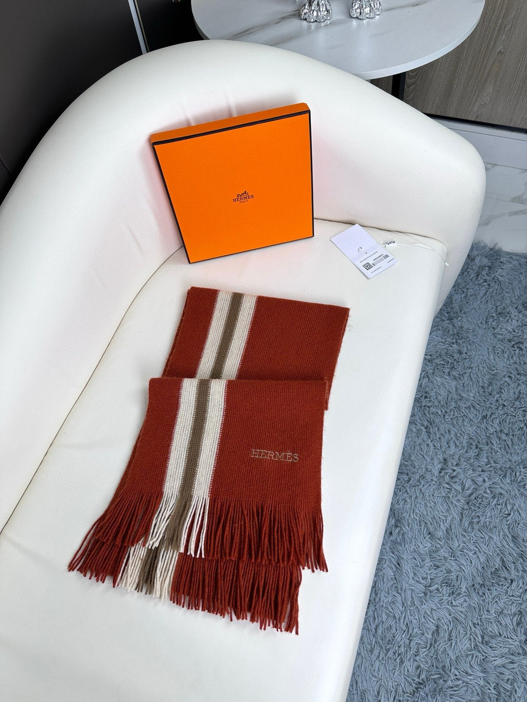 HERMES SCARF 180 CM IN GARNET RED CASERE 356238