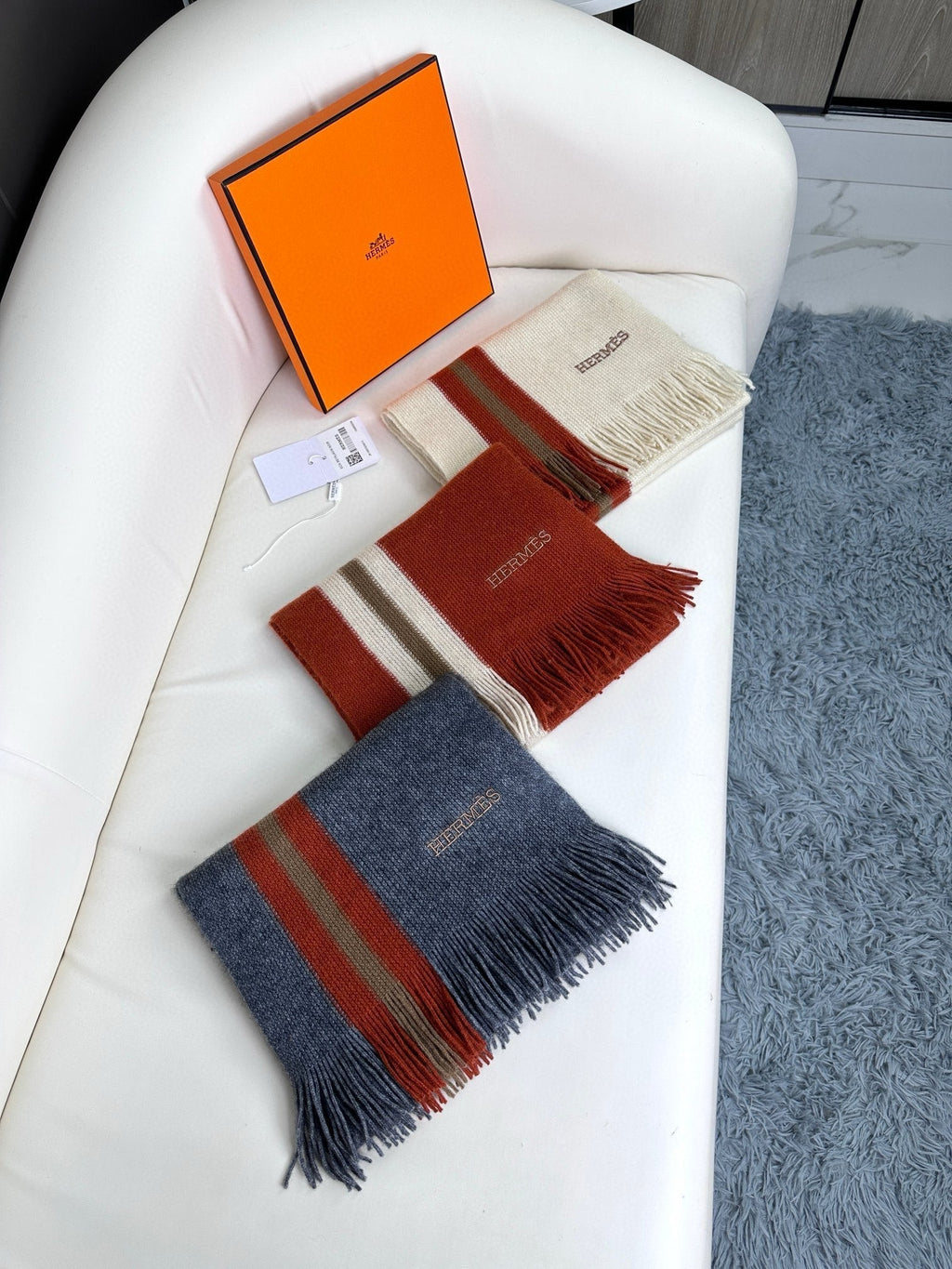 HERMES SCARF 180 CM IN GARNET RED CASERE 356238
