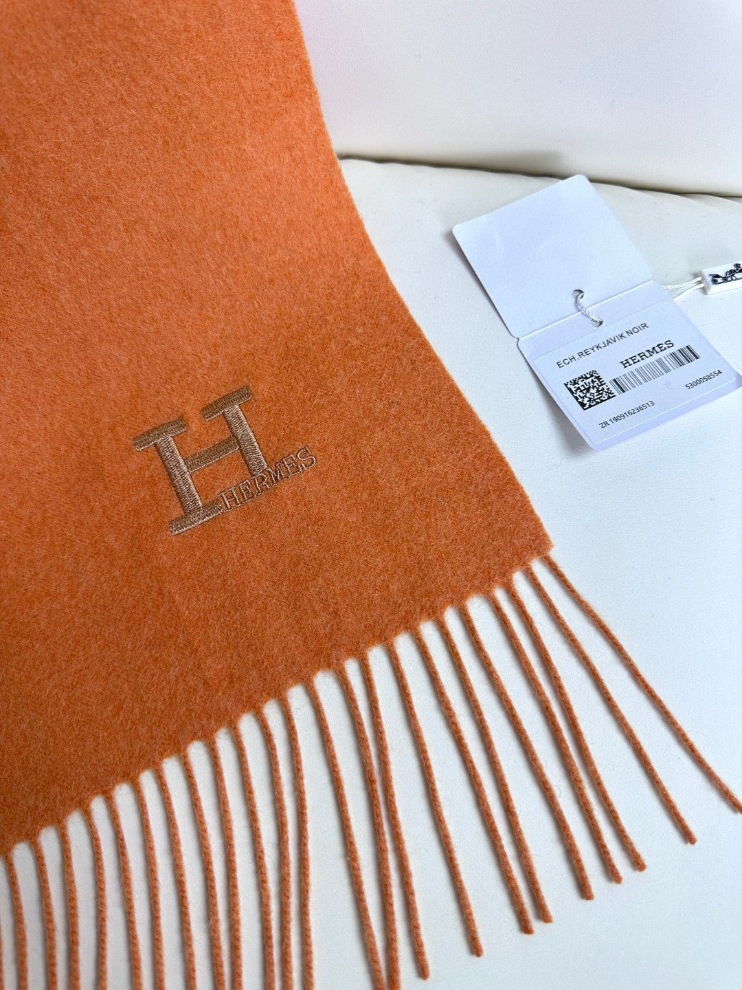HERMES SCARF 190 CM IN TIGER ORANGE CASERE 364767