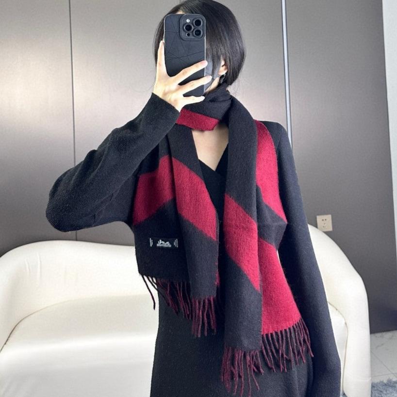 HERMES SCARF 190 CM IN JAM PURPLE MIX BLACK CASERE 370395