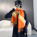 HERMES SCARF 190 CM IN RUST ORANGE MIX LIGHT YELLOW CASERE 370396