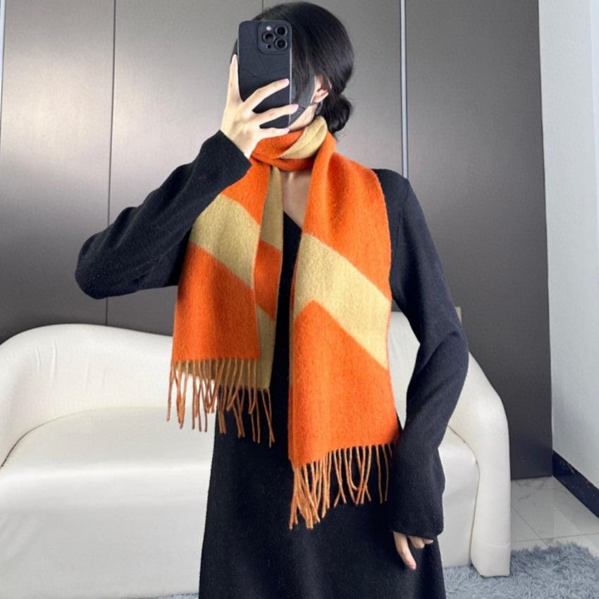 HERMES SCARF 190 CM IN RUST ORANGE MIX LIGHT YELLOW CASERE 370396
