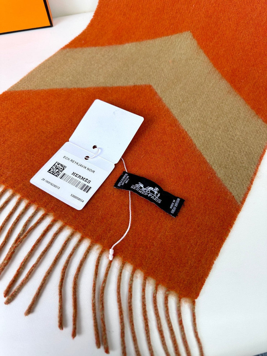 HERMES SCARF 190 CM IN RUST ORANGE MIX LIGHT YELLOW CASERE 370396