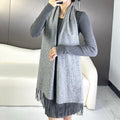 LOEWE SCARF 180 CM IN MOUSE GRAY CASHMERE 383862