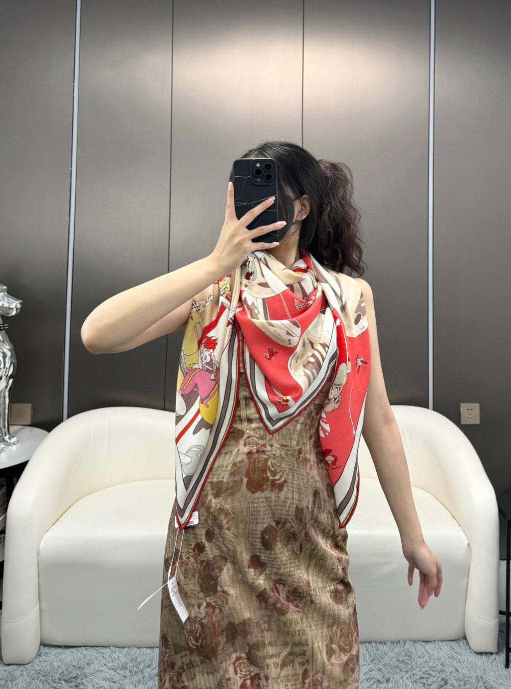 HERMES LOCOMOTION SHAWL 135 CM COLORFUL 385394