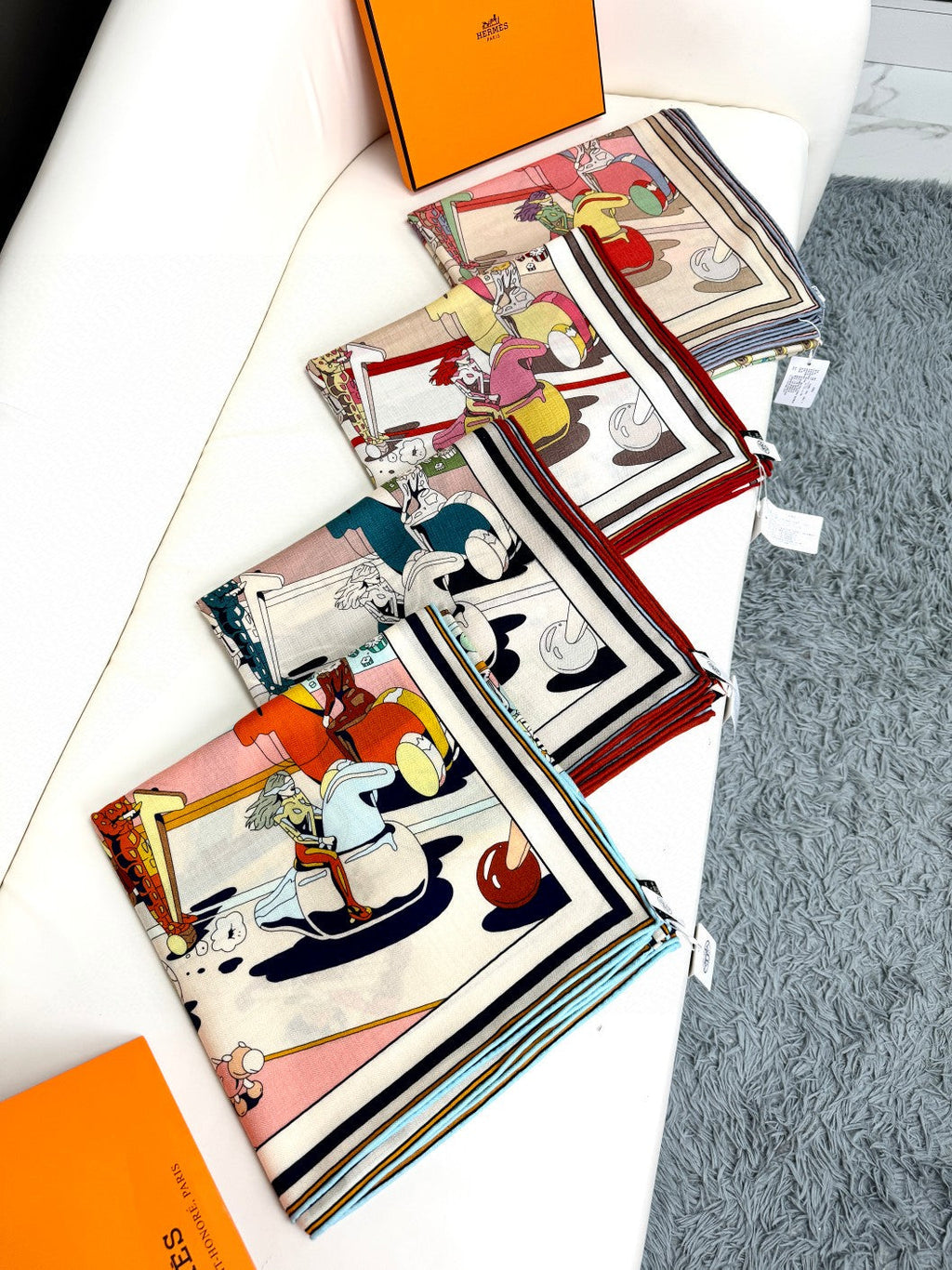 HERMES LOCOMOTION SHAWL 135 CM COLORFUL 385394