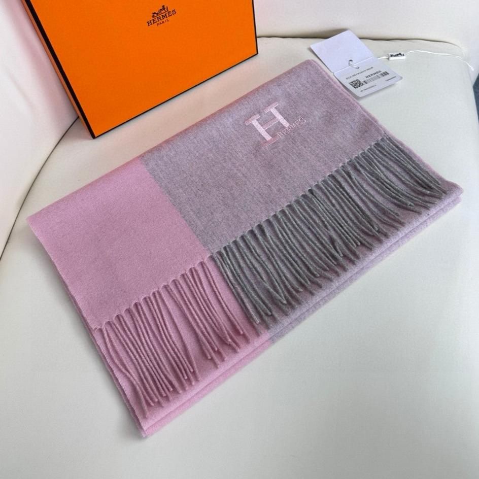 HERMES SCARF 190 CM IN BLUSH PINK CASERE 364766