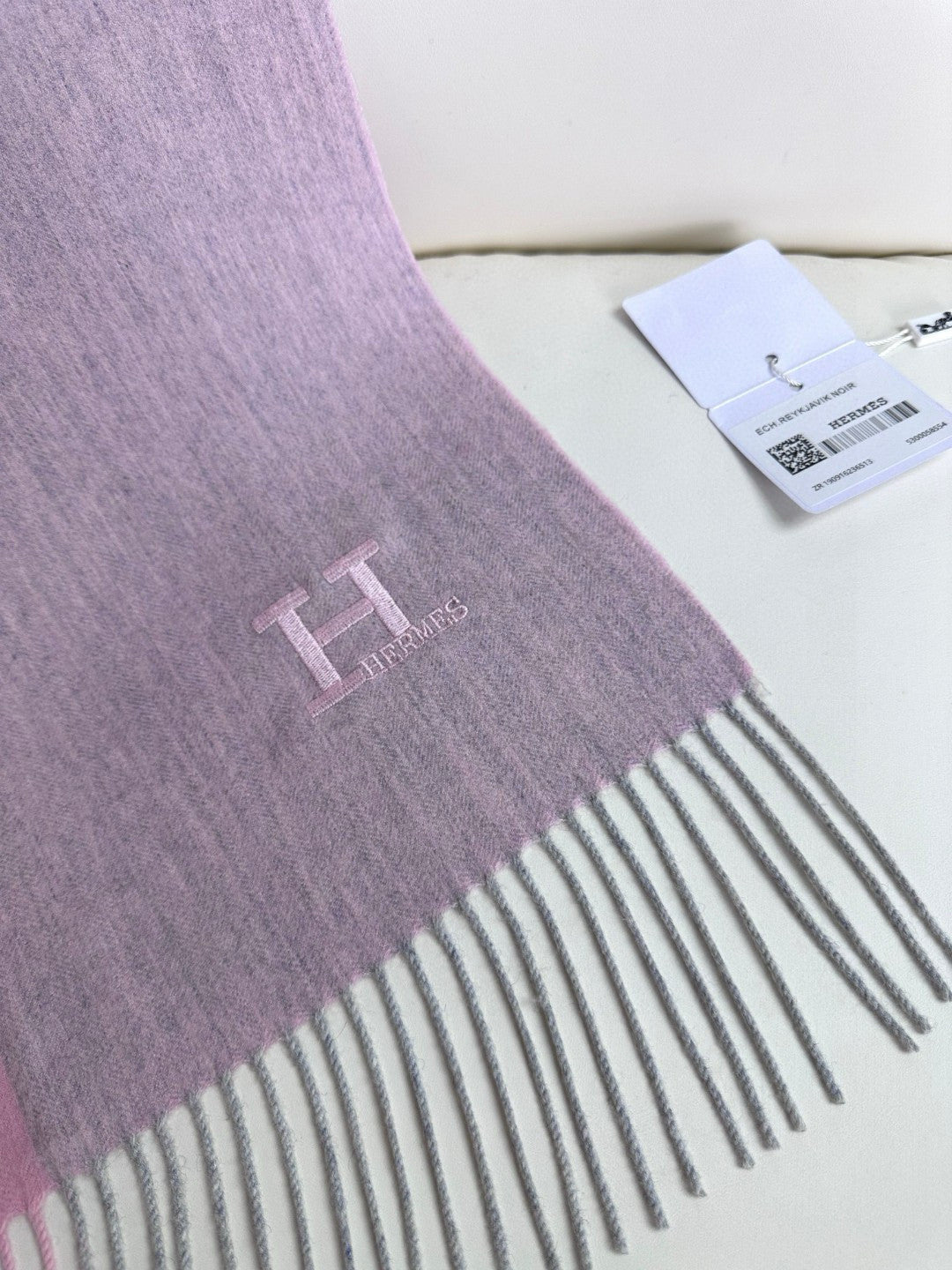 HERMES SCARF 190 CM IN BLUSH PINK CASERE 364766