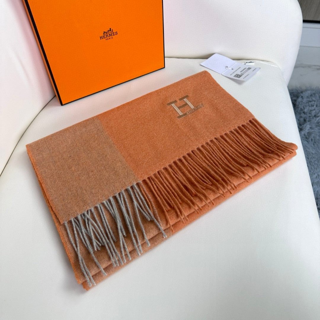 HERMES SCARF 190 CM IN TIGER ORANGE CASERE