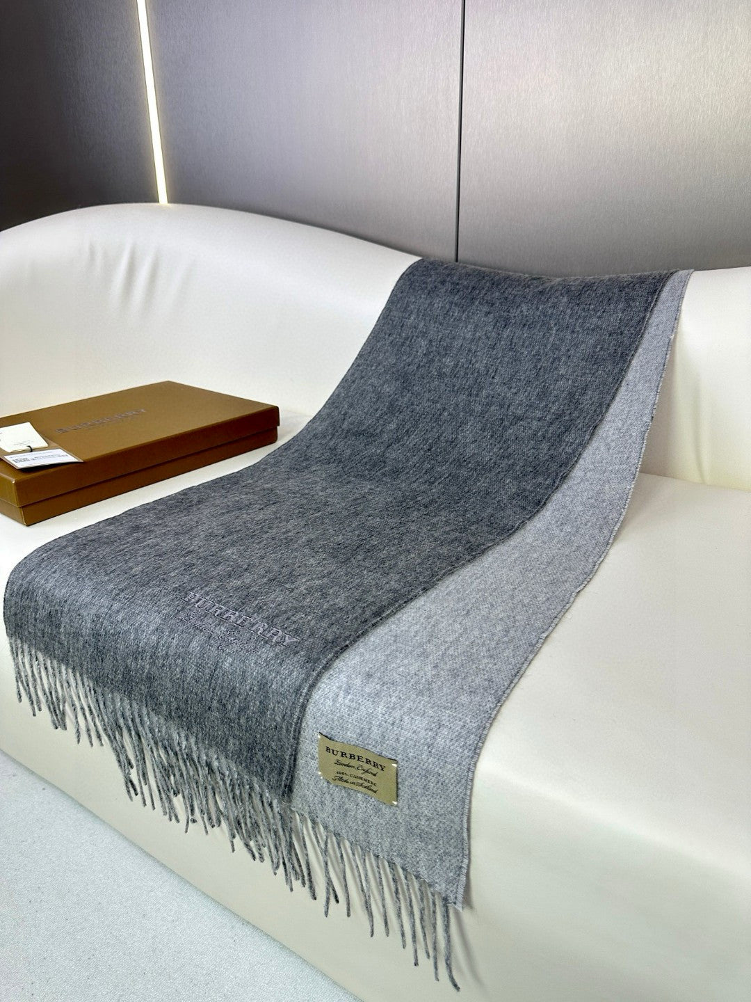 BURBERRY SCARF 180 CM IN GRAPHITE GRAY CASHMERE 398415