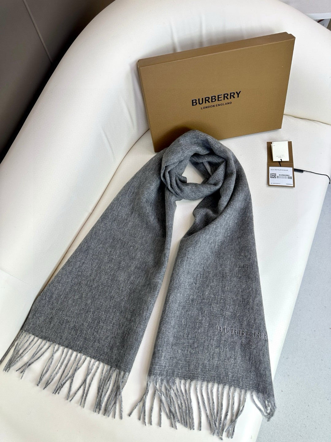 BURBERRY SCARF 180 CM IN GRAPHITE GRAY CASHMERE 398415