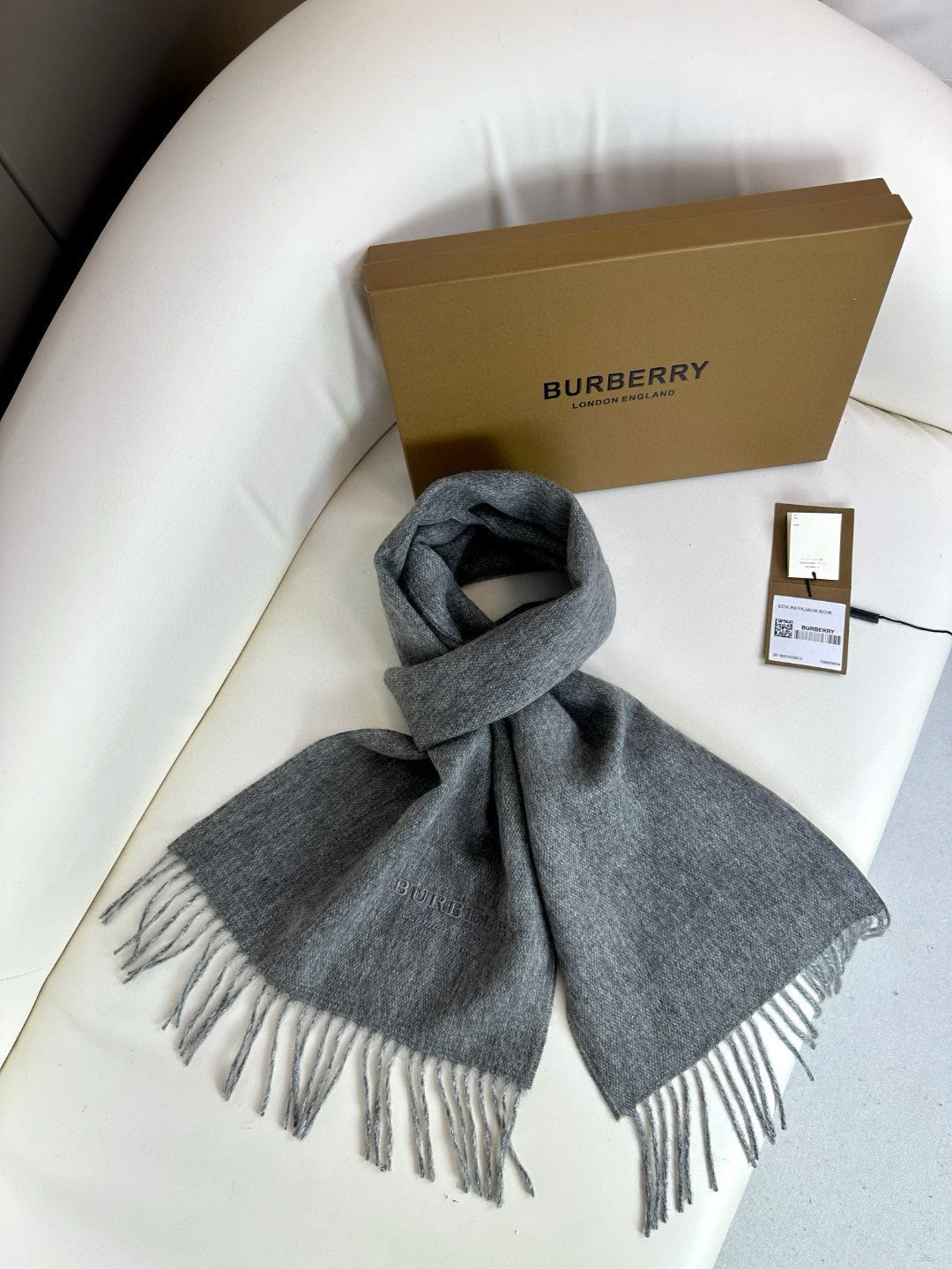 BURBERRY SCARF 180 CM IN GRAPHITE GRAY CASHMERE 398415