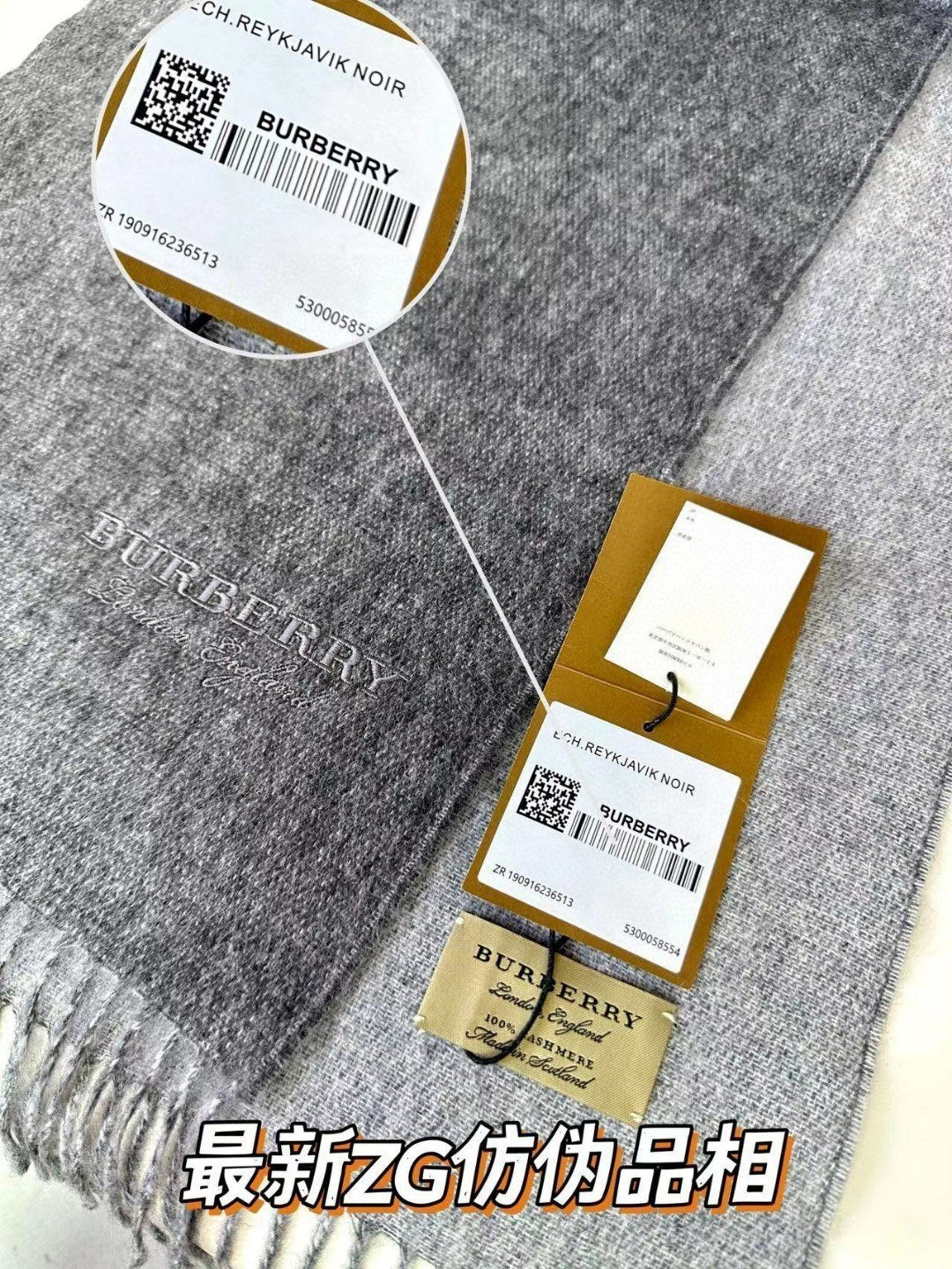 BURBERRY SCARF 180 CM IN GRAPHITE GRAY CASHMERE 398415