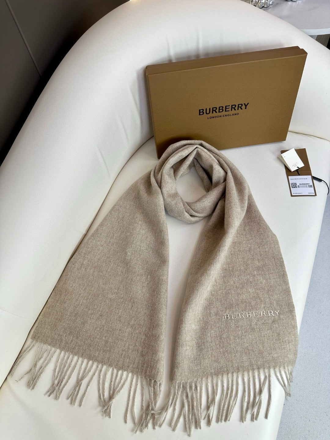 BURBERRY SCARF 180 CM IN TAN BROWN CASHMERE 398417