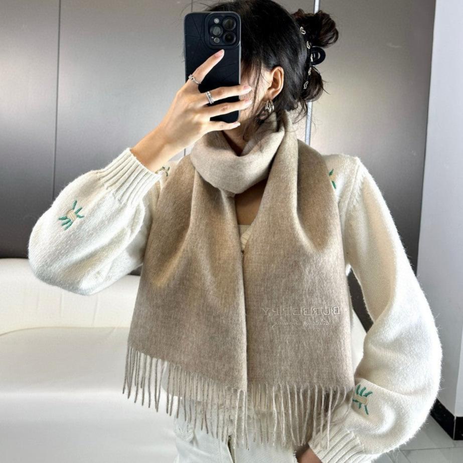 BURBERRY SCARF 180 CM IN TAN BROWN CASHMERE 398417