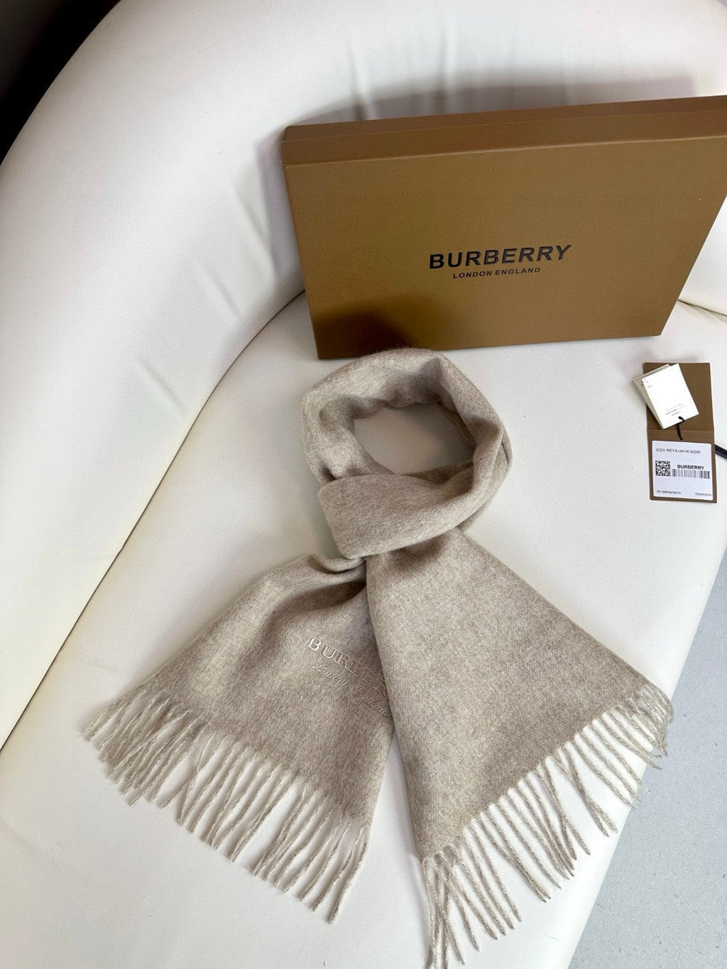 BURBERRY SCARF 180 CM IN TAN BROWN CASHMERE 398417