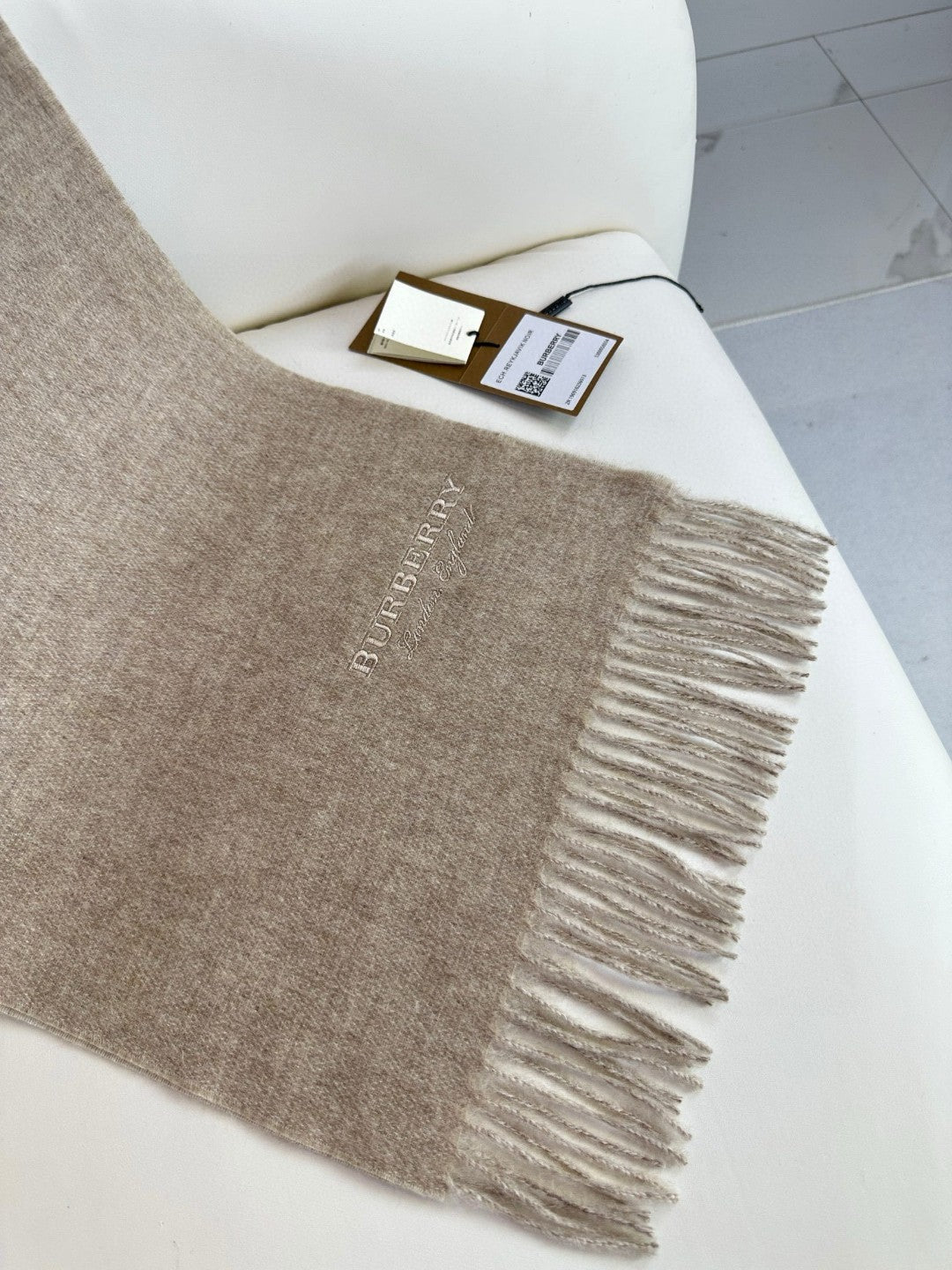 BURBERRY SCARF 180 CM IN TAN BROWN CASHMERE 398417