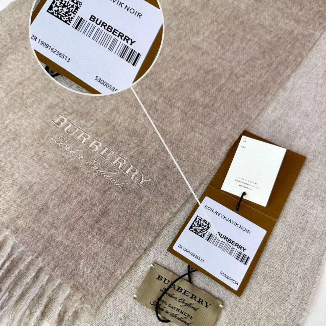 BURBERRY SCARF 180 CM IN TAN BROWN CASHMERE 398417
