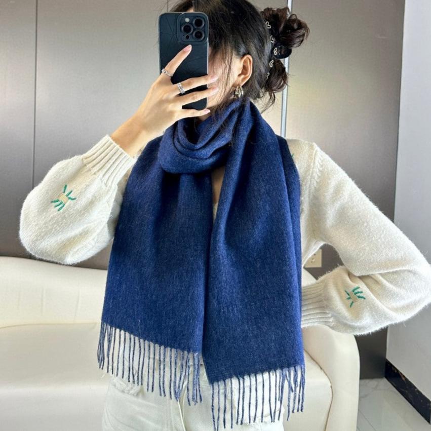 BURBERRY SCARF 180 CM IN NAVY BLUE CASHMERE 398419