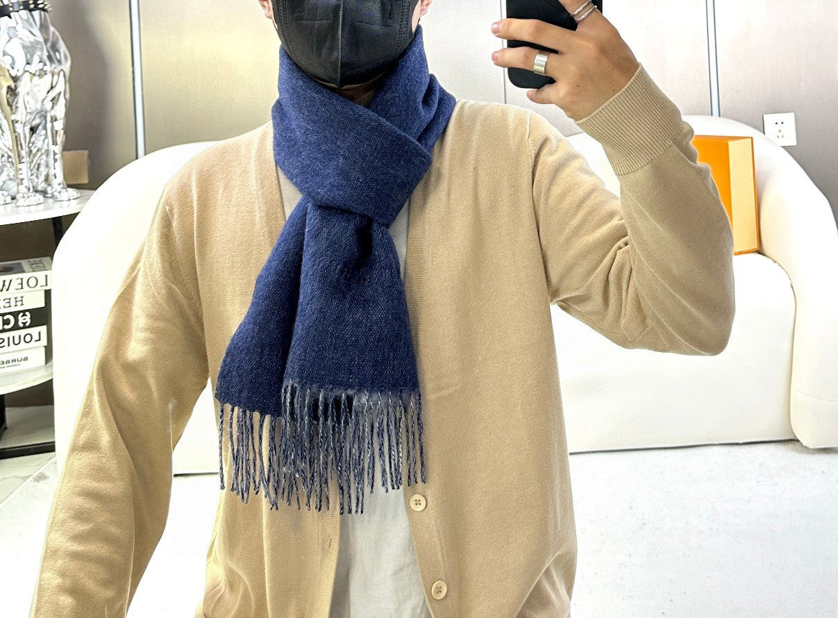 BURBERRY SCARF 180 CM IN NAVY BLUE CASHMERE 398419