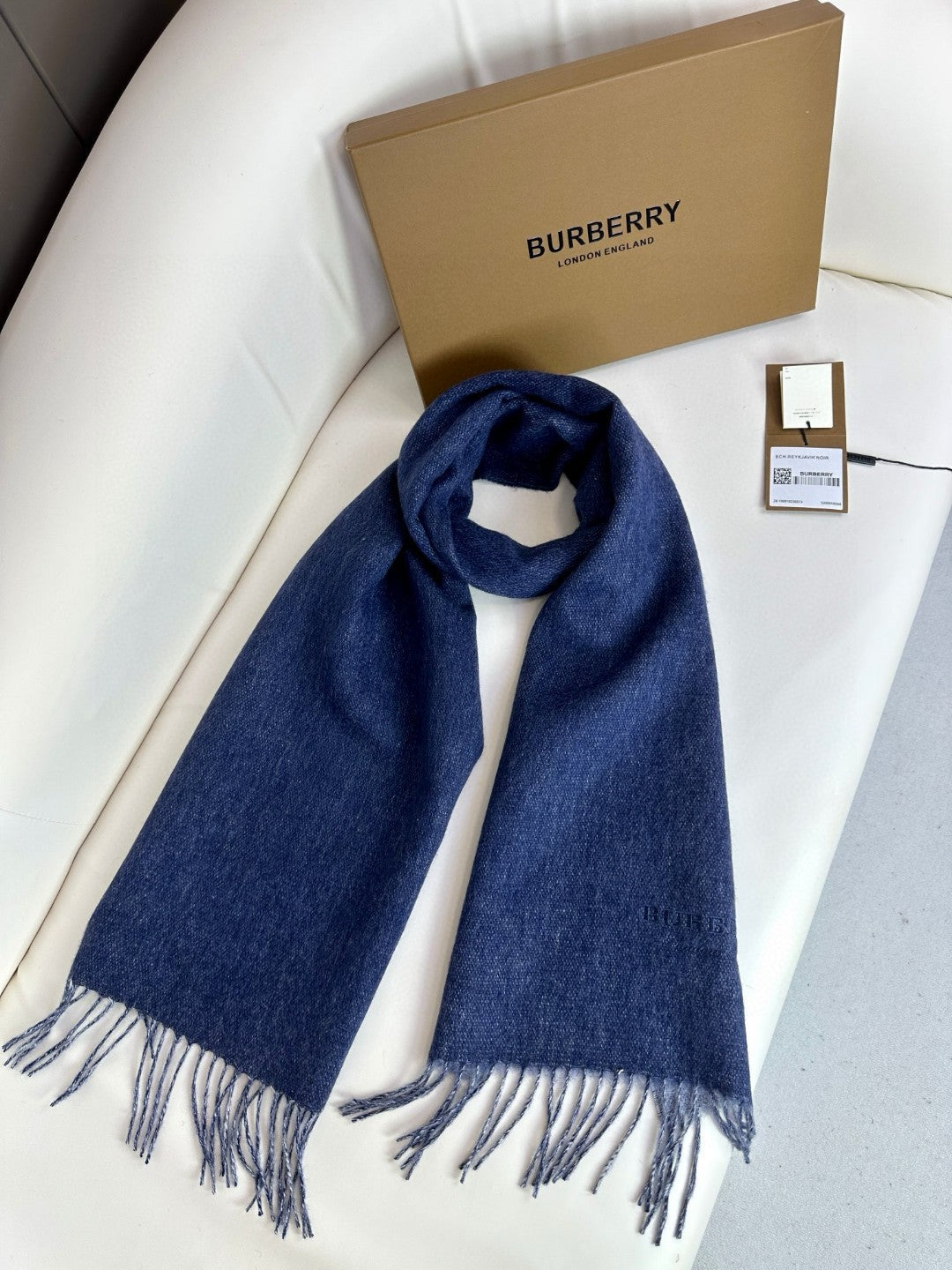 BURBERRY SCARF 180 CM IN NAVY BLUE CASHMERE 398419