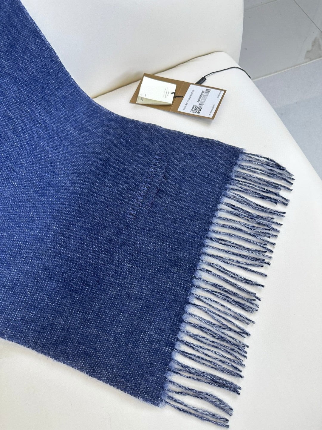 BURBERRY SCARF 180 CM IN NAVY BLUE CASHMERE 398419