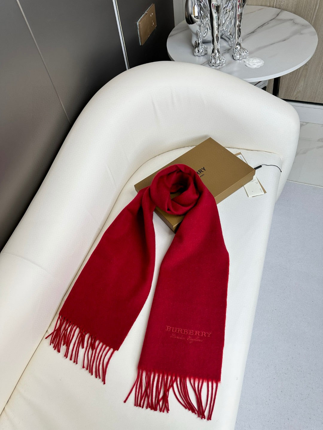 BURBERRY SCARF 180 CM IN CHERRY RED CASHMERE 398420