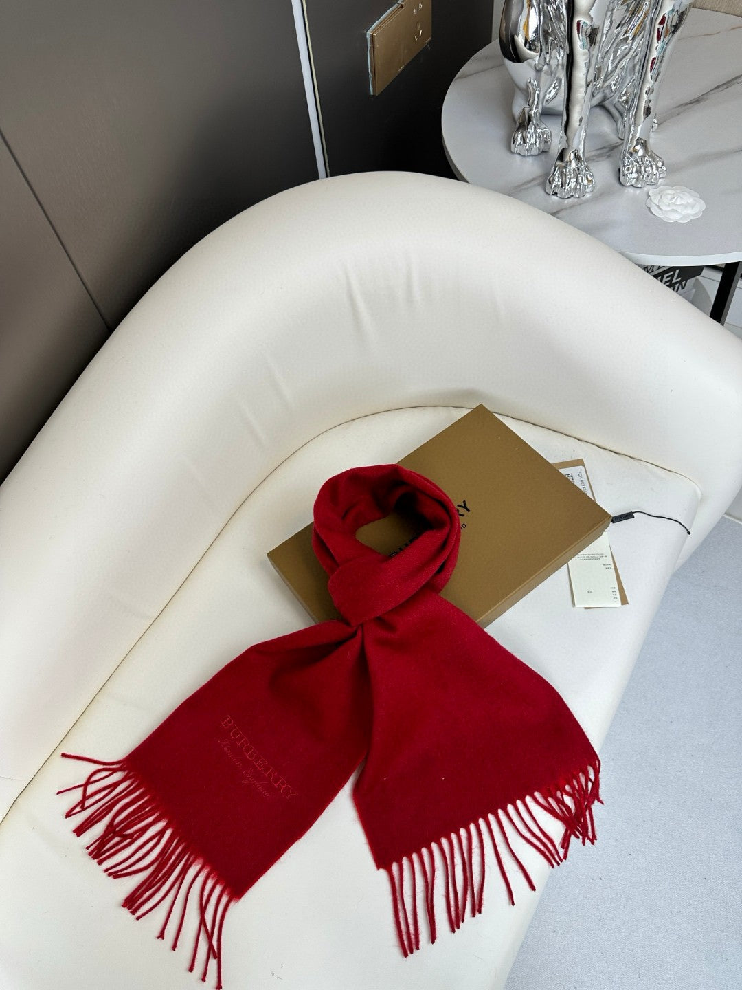BURBERRY SCARF 180 CM IN CHERRY RED CASHMERE 398420