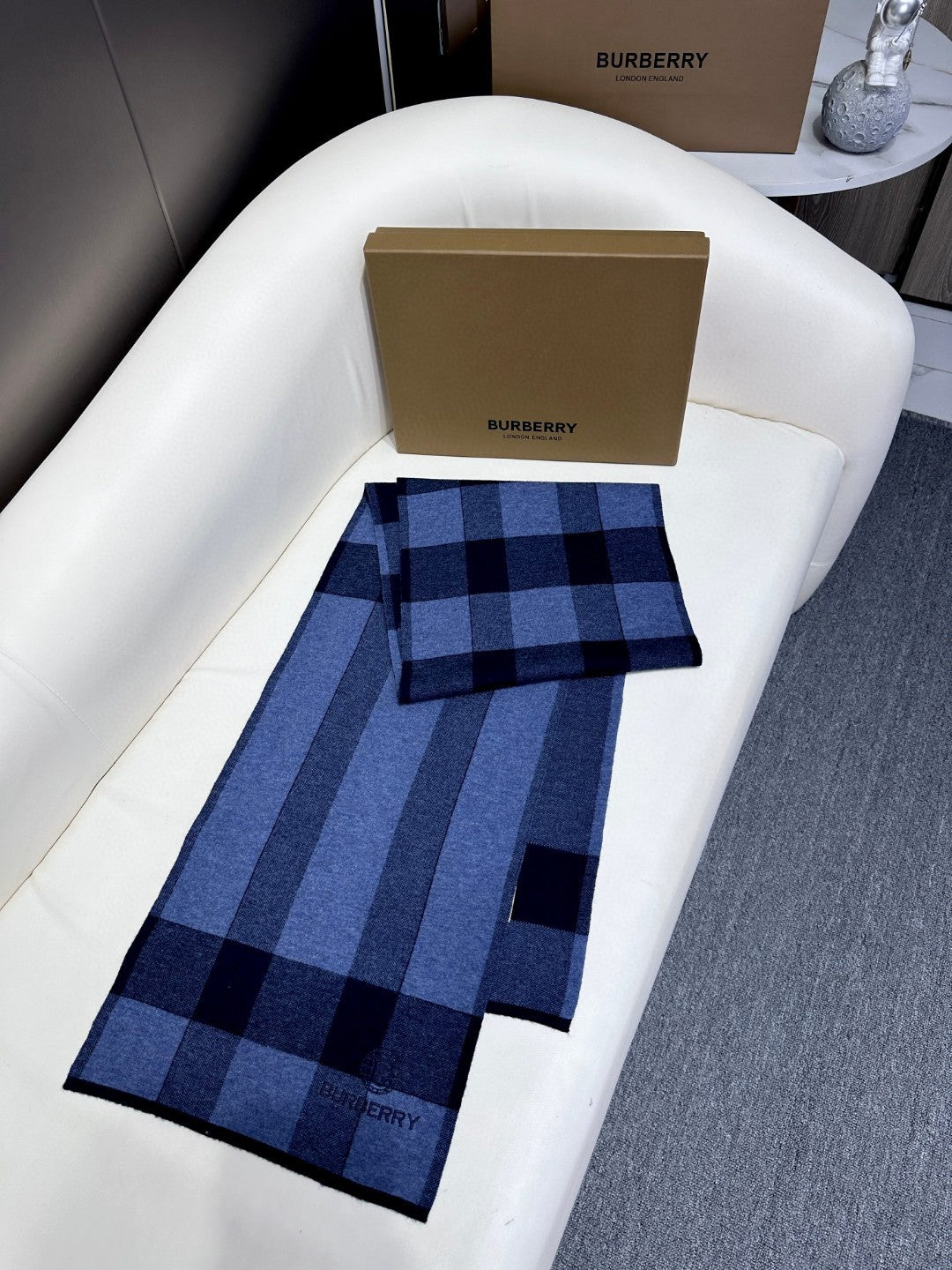 BURBERRY SCARF 180 CM IN TRUE BLUE CASHMERE 403869