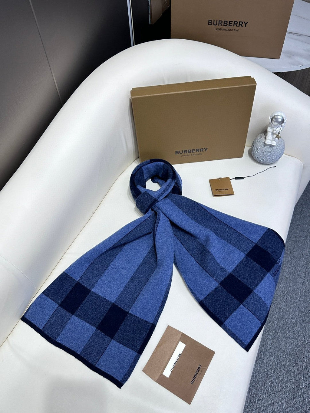 BURBERRY SCARF 180 CM IN TRUE BLUE CASHMERE 403869