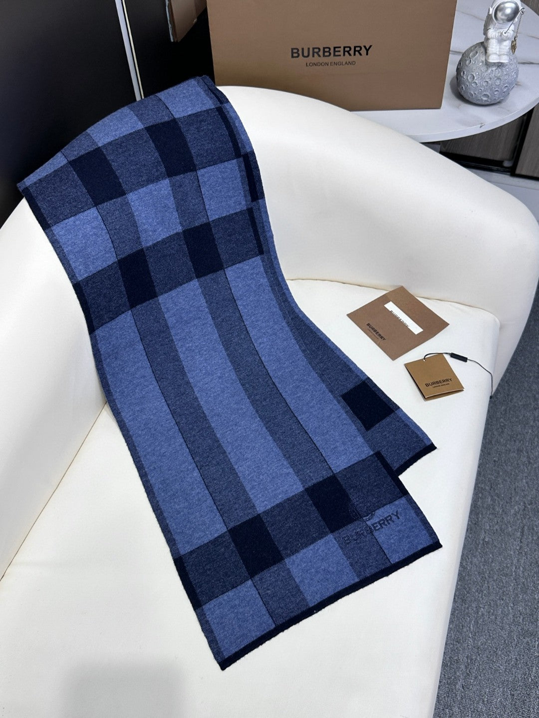 BURBERRY SCARF 180 CM IN TRUE BLUE CASHMERE 403869