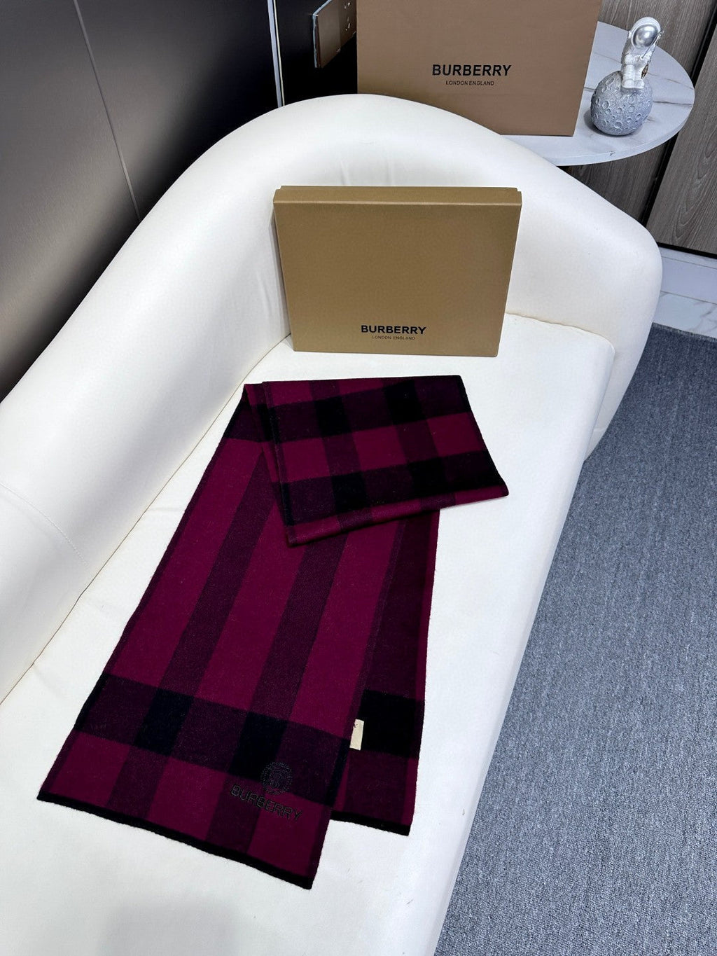 BURBERRY SCARF 180 CM IN MULBERRY PURPLE CASHMERE 403871