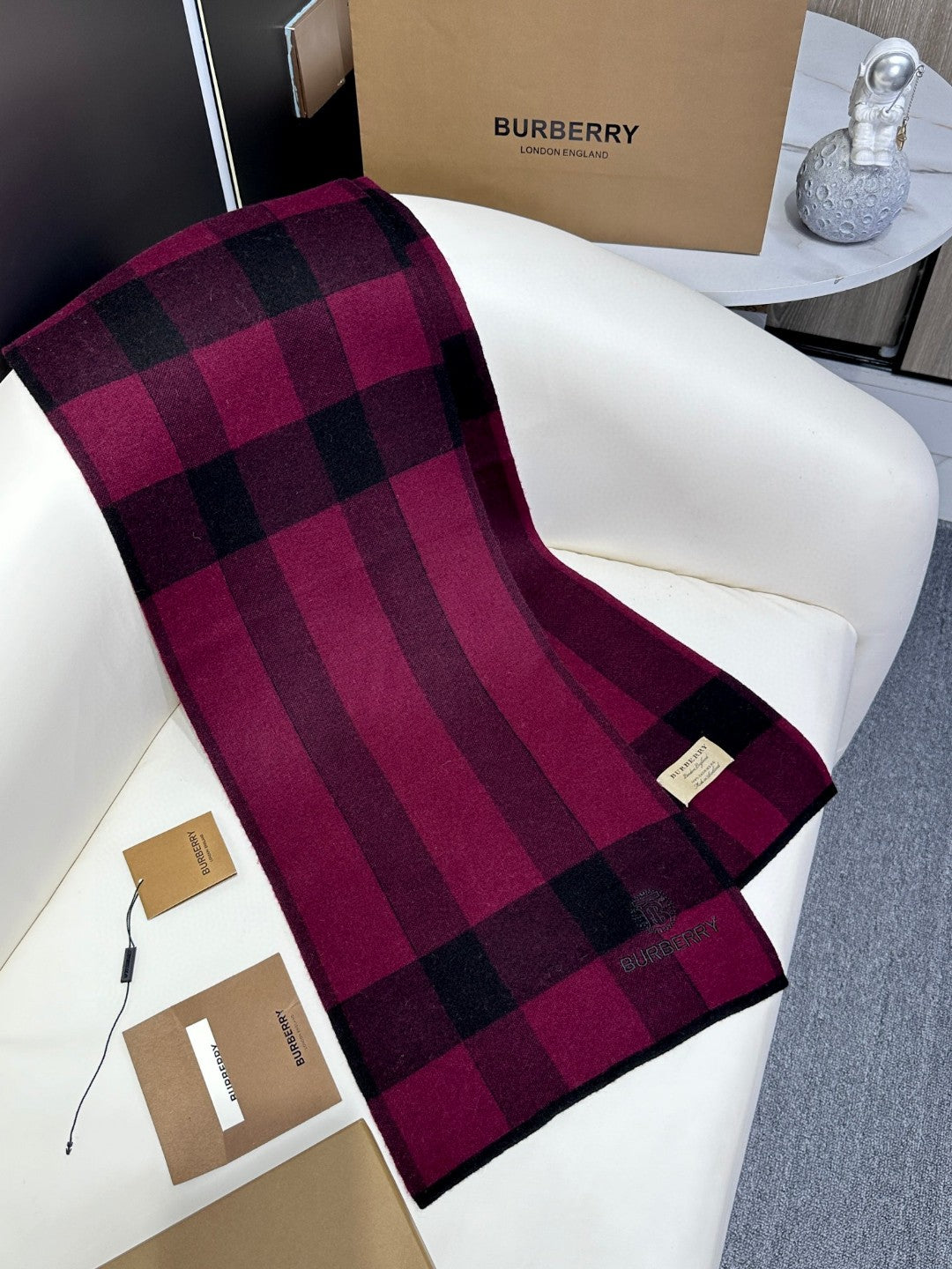 BURBERRY SCARF 180 CM IN MULBERRY PURPLE CASHMERE 403871
