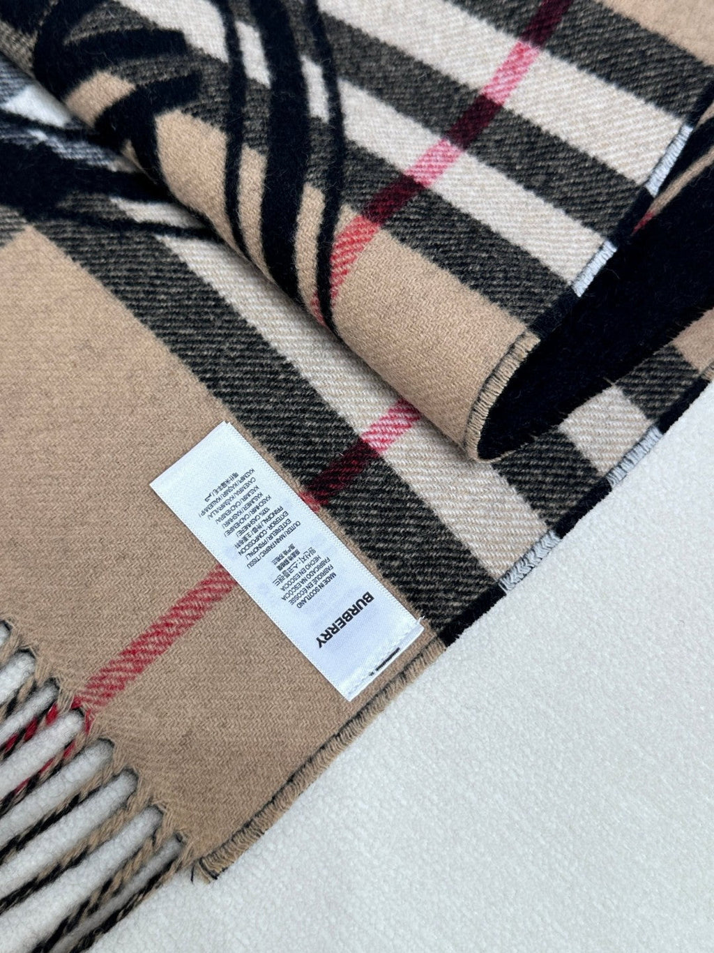 BURBERRY SCARF 180 CM IN BLACK AND TAN BROWN CASHMERE 407240
