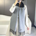 LOEWE ANAGRAM SCARF 182 CM IN BLACK MIX DOVE GRAY WOOL AND CASHMERE 408524