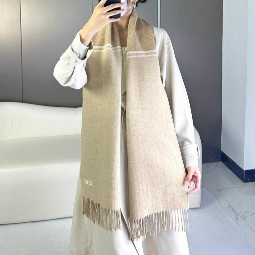 LOEWE ANAGRAM SCARF 182 CM IN SAND BEIGE WOOL AND CASHMERE 408525